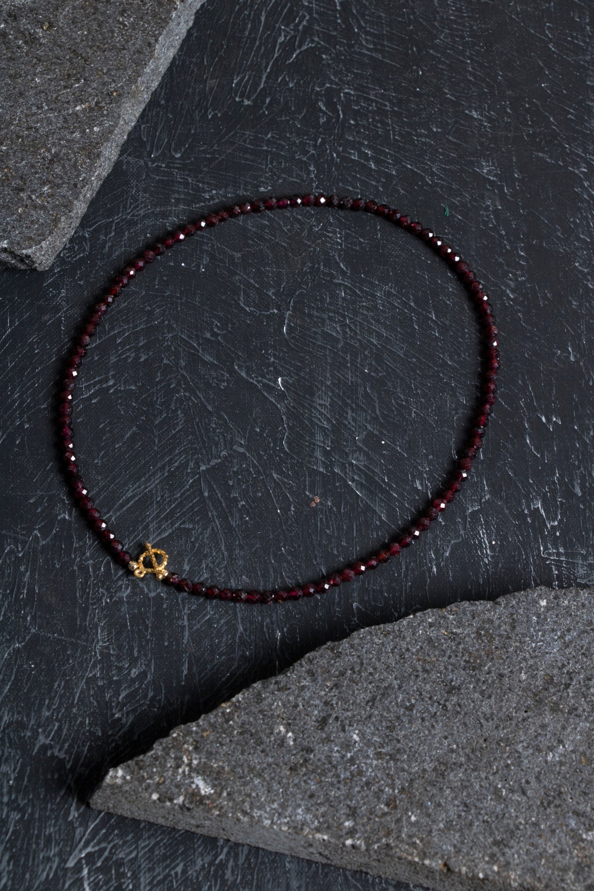 Sertifikalı Lal Granat Altın Kaplama Fasetli  Doğal Taş Kolye