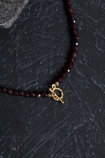 Sertifikalı Lal Granat Altın Kaplama Fasetli  Doğal Taş Kolye