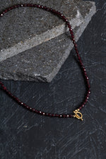 Sertifikalı Lal Granat Altın Kaplama Fasetli  Doğal Taş Kolye