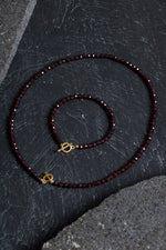 Sertifikalı Lal Granat Altın Kaplama Fasetli  Doğal Taş Set