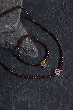 Sertifikalı Lal Granat Altın Kaplama Fasetli  Doğal Taş Set