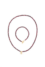 Sertifikalı Lal Granat Altın Kaplama Fasetli  Doğal Taş Set