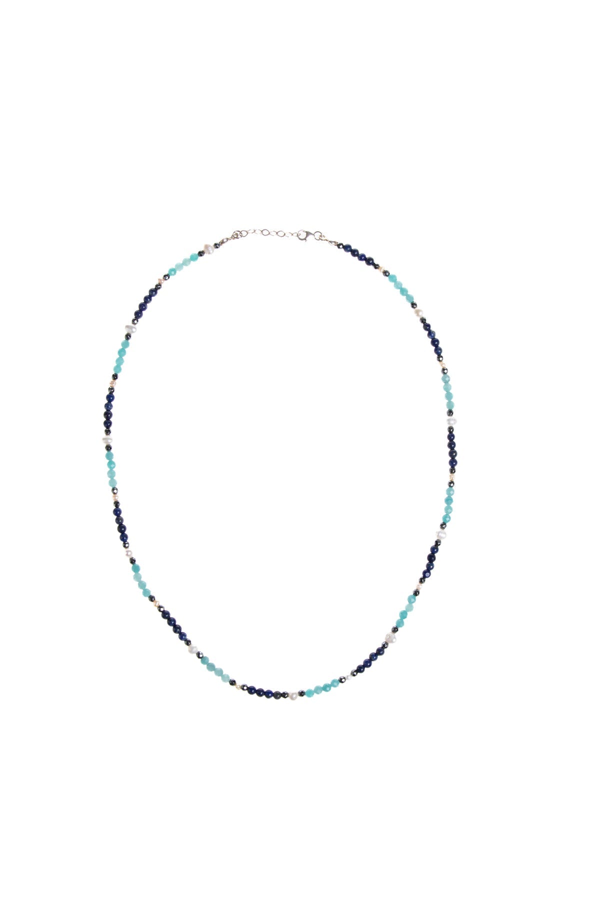 Sertifikalı Lapis, Amazonit, İnci Doğal Taş Kolye