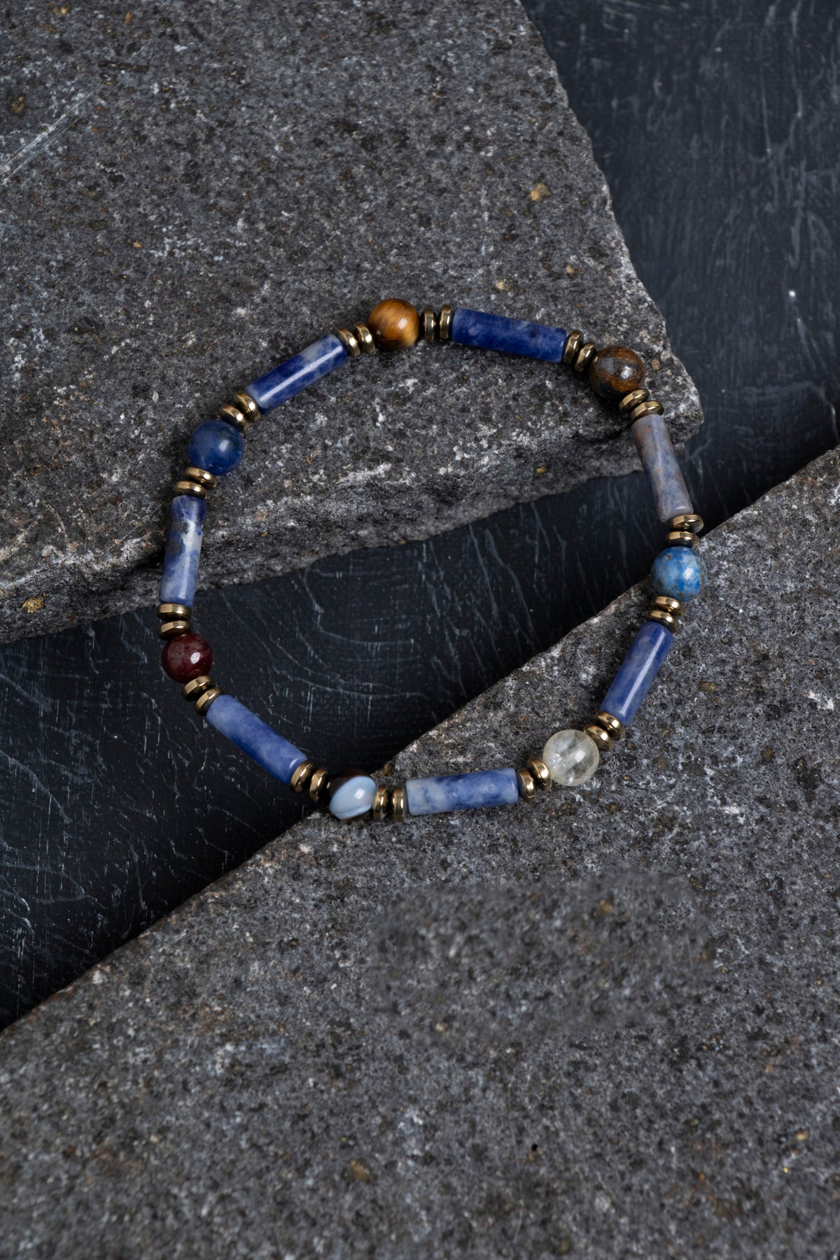 Sertifikalı Lapis, Sodalit ve Bronzit Aslan Burcu Bileklik