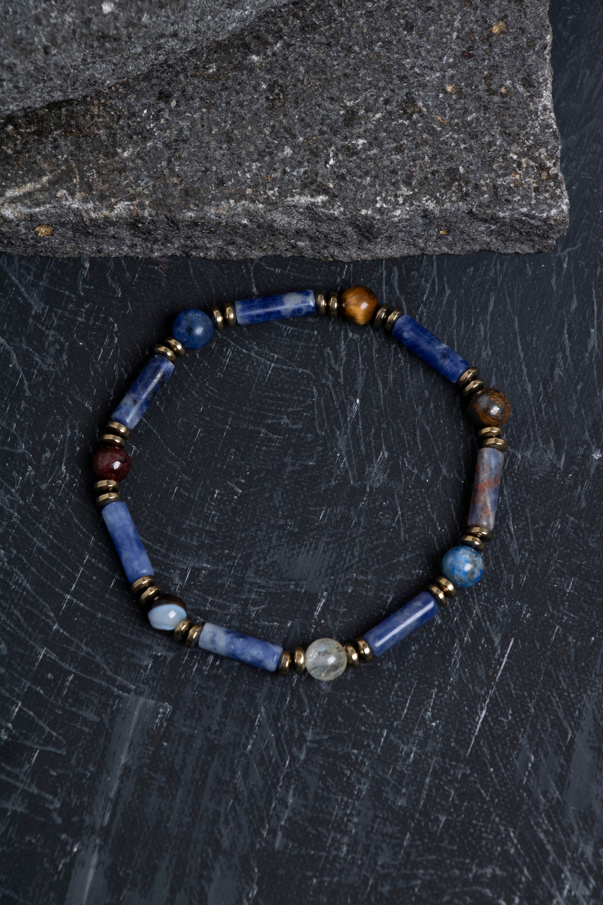 Sertifikalı Lapis, Sodalit ve Bronzit Aslan Burcu Bileklik