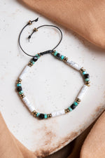 Sertifikalı Obsidyen, Havlit, Turkuaz Doğal Taş Makrome Bileklik