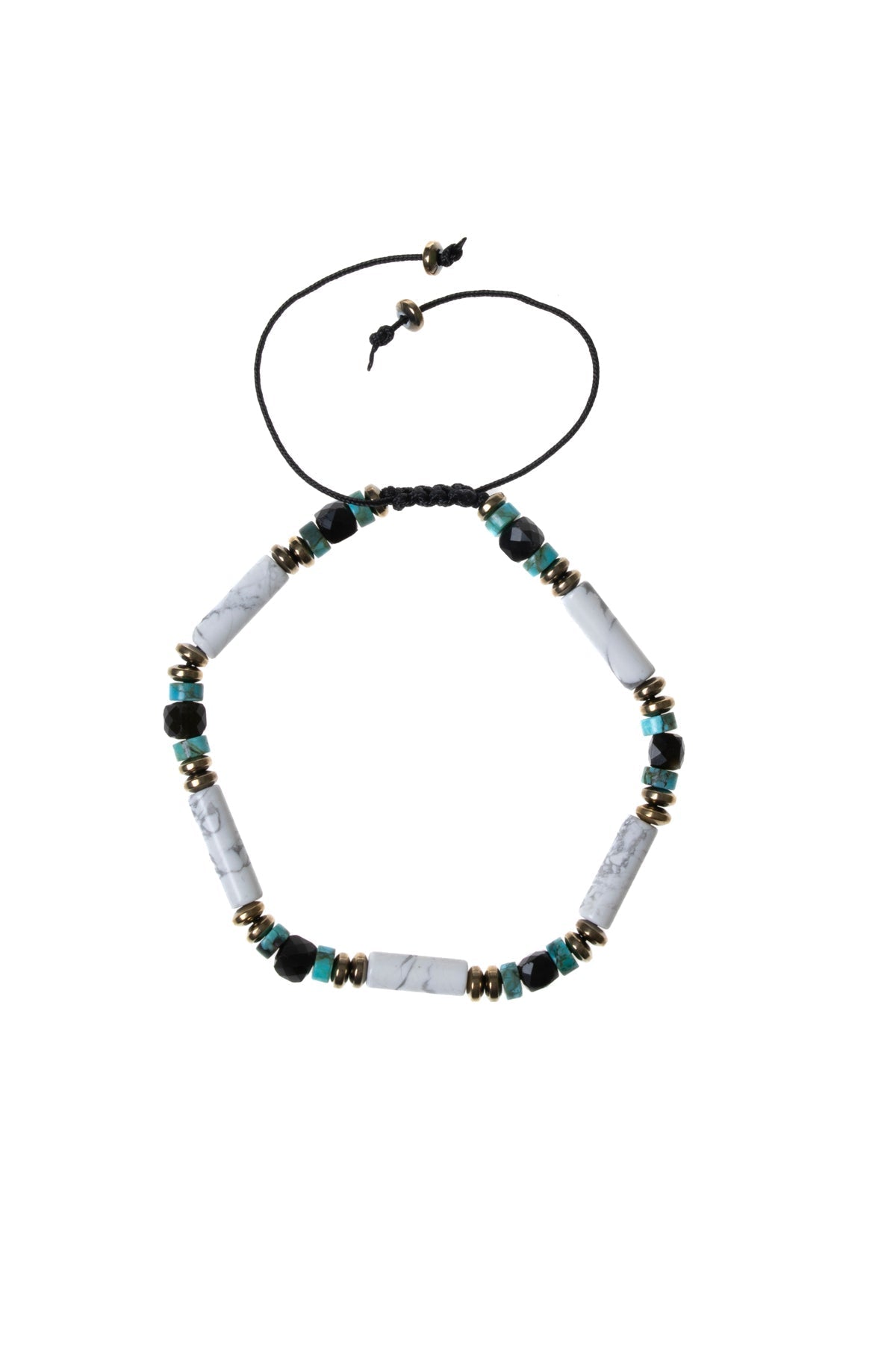 Sertifikalı Obsidyen, Havlit, Turkuaz Doğal Taş Makrome Bileklik