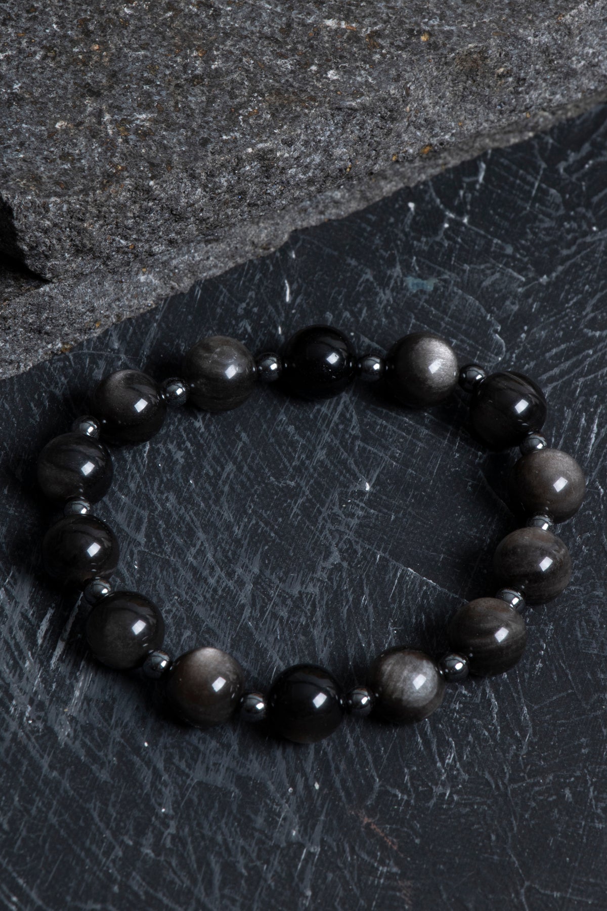 Sertifikalı Obsidyen, Hematit Doğal Taş Bileklik