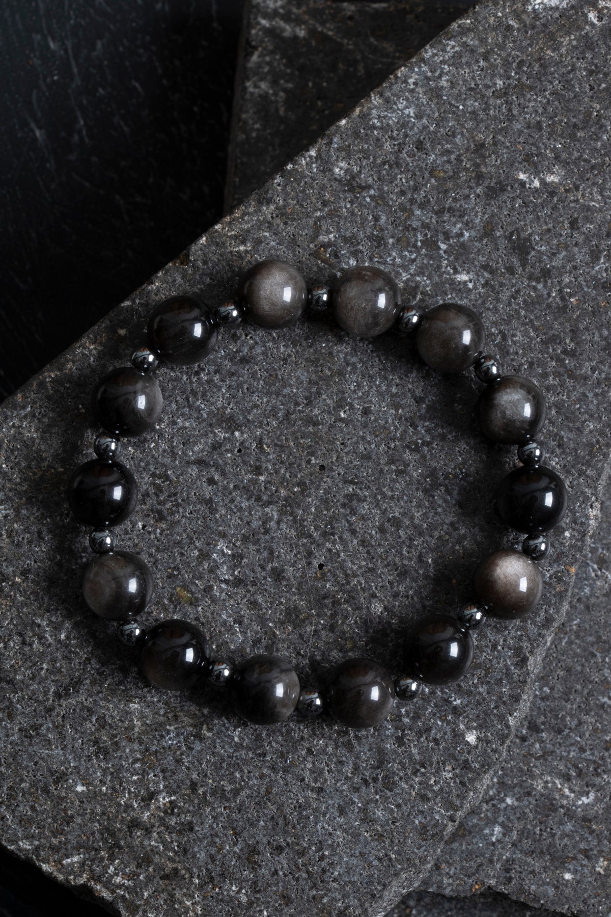 Sertifikalı Obsidyen, Hematit Doğal Taş Bileklik
