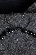 Sertifikalı Obsidyen, Hematit Gümüş Aparat  Doğal Taş Makrome Bileklik