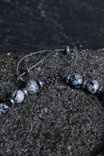 Sertifikalı Obsidyen, Hematit Zirkon Aparat Doğal Taş Makrome Bileklik