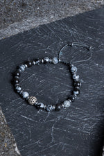 Sertifikalı Obsidyen, Hematit Zirkon Aparat Doğal Taş Makrome Bileklik