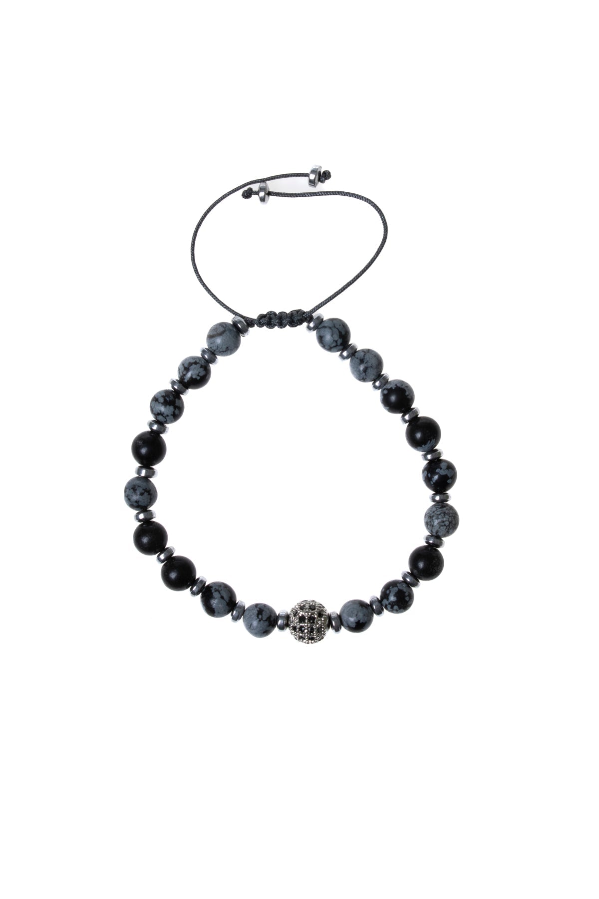 Sertifikalı Obsidyen, Hematit Zirkon Aparat Doğal Taş Makrome Bileklik