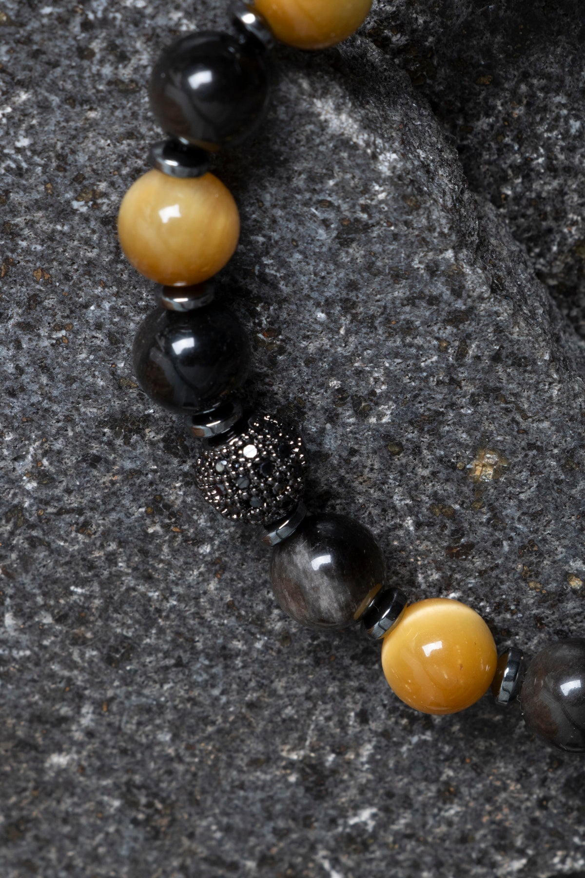 Sertifikalı Obsidyen, Kaplan Gözü, Hematit Zirkon Aparat Doğal Taş Makrome Bileklik