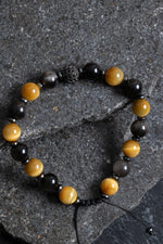 Sertifikalı Obsidyen, Kaplan Gözü, Hematit Zirkon Aparat Doğal Taş Makrome Bileklik