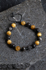 Sertifikalı Obsidyen, Kaplan Gözü, Hematit Zirkon Aparat Doğal Taş Makrome Bileklik