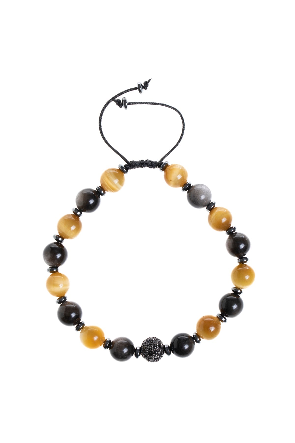 Sertifikalı Obsidyen, Kaplan Gözü, Hematit Zirkon Aparat Doğal Taş Makrome Bileklik