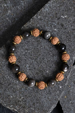 Sertifikalı Obsidyen, Rudrashka, Hematit Doğal Taş Bileklik