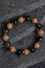 Sertifikalı Obsidyen, Rudrashka, Hematit Doğal Taş Bileklik