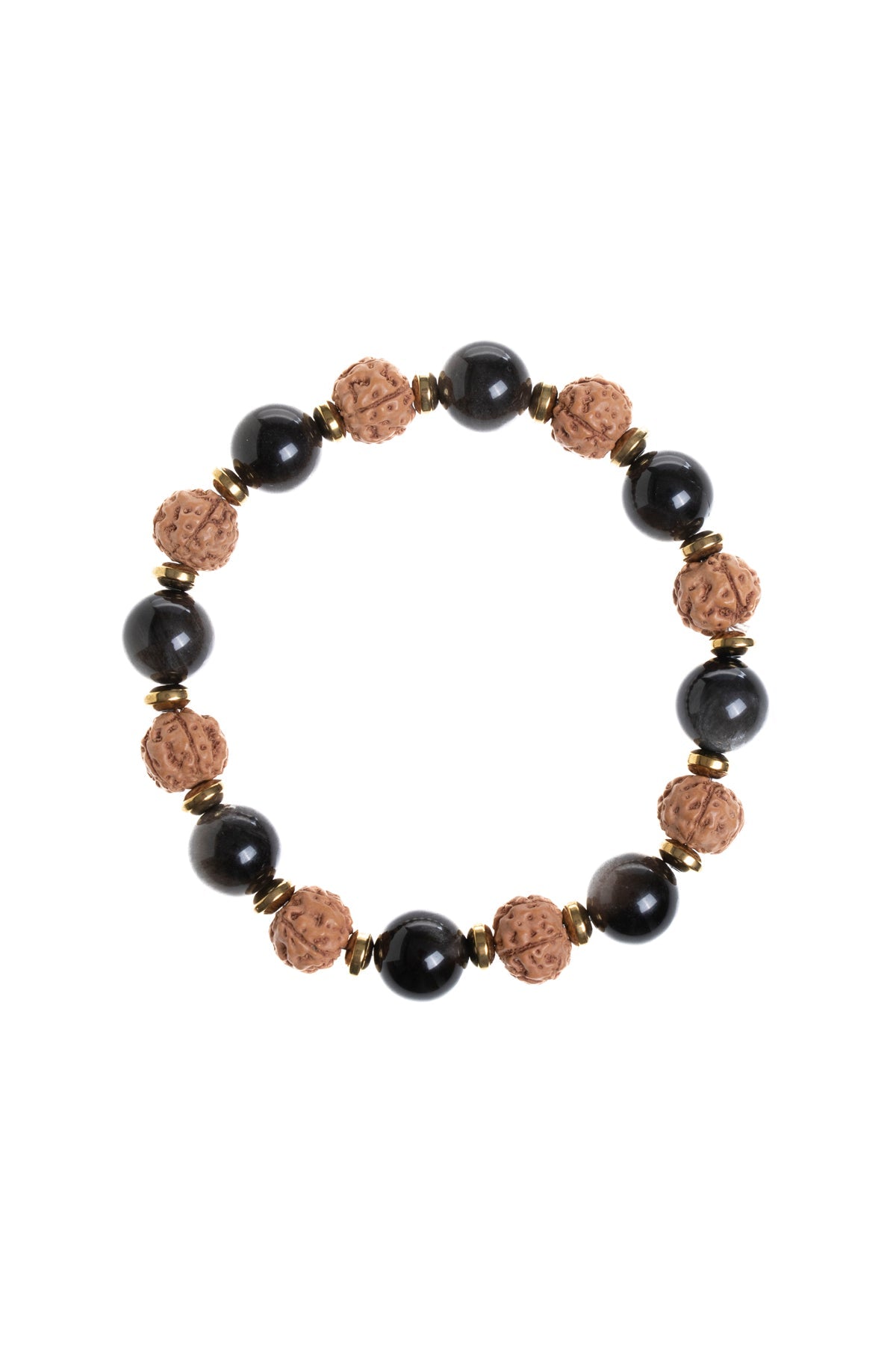 Sertifikalı Obsidyen, Rudrashka, Hematit Doğal Taş Bileklik