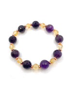 Sertifikalı Orijinal Hakiki 10mm Fasetli Ametist - 6 mm Sitrin - Hematit Misinalı Bileklik