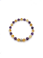 Sertifikalı Orijinal Hakiki 6mm Ametist - Sitrin - Gri Hematit - Zirkon Aparatlı Misinalı Bileklik