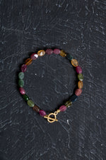 Sertifikalı Özel Kesim Turmalin  Altın Kaplama Gümüş Aparat Doğal Taş Bileklik