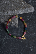 Sertifikalı Özel Kesim Turmalin  Altın Kaplama Gümüş Aparat Doğal Taş Bileklik