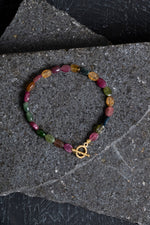 Sertifikalı Özel Kesim Turmalin  Altın Kaplama Gümüş Aparat Doğal Taş Bileklik