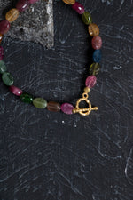 Sertifikalı Özel Kesim Turmalin  Altın Kaplama Gümüş Aparat Doğal Taş Bileklik