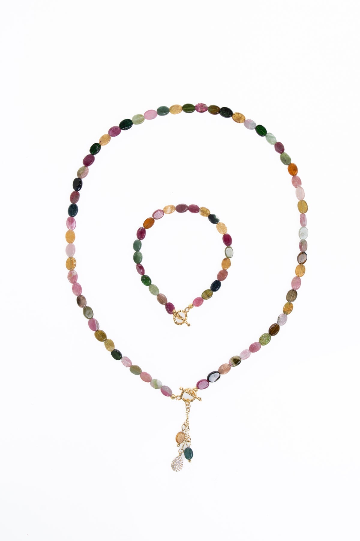 Sertifikalı Özel Kesim Turmalin  Altın Kaplama Gümüş Aparat Doğal Taş Set