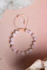 Sertifikalı Pembe Kuvars, Hematit Fasetli Doğal Taş Makrome Bileklik 