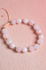 Sertifikalı Pembe Kuvars, Hematit Fasetli Doğal Taş Makrome Bileklik 