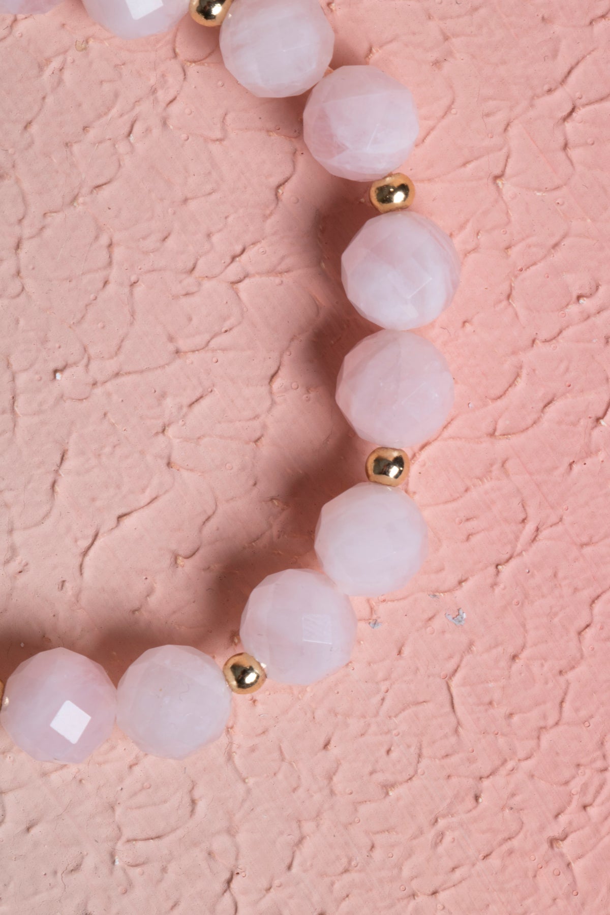 Sertifikalı Pembe Kuvars, Hematit Fasetli Doğal Taş Makrome Bileklik 