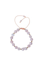 Sertifikalı Pembe Kuvars, Hematit Fasetli Doğal Taş Makrome Bileklik 