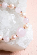 Sertifikalı Pembe Kuvars, İnci, Hematit Doğal Taş Bileklik