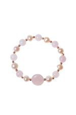 Sertifikalı Pembe Kuvars, İnci, Hematit Doğal Taş Bileklik