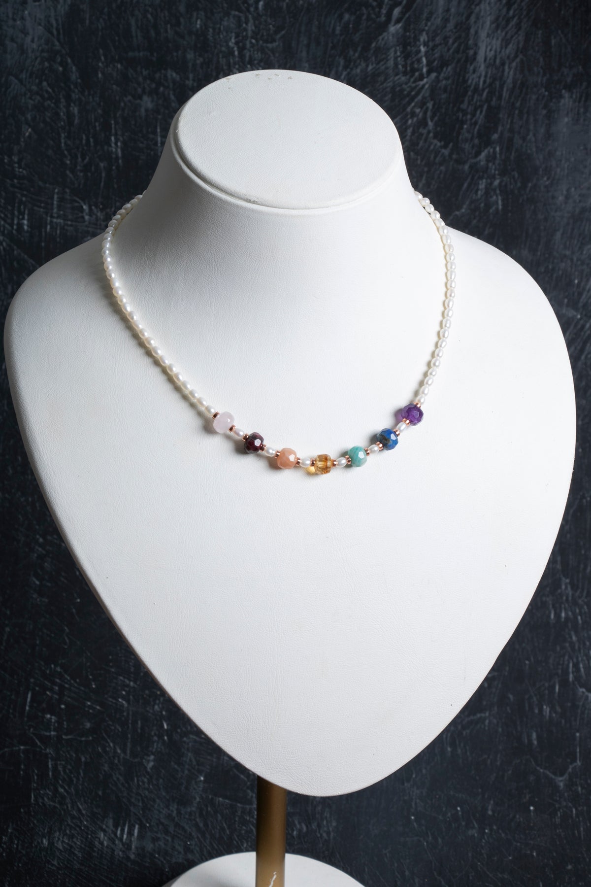 Sertifikalı Pembe Kuvars, Lal, Amazonit, Sitrin, Ametist, Güneş Taşı, Lapis, İnci Doğal Taş Kolye 