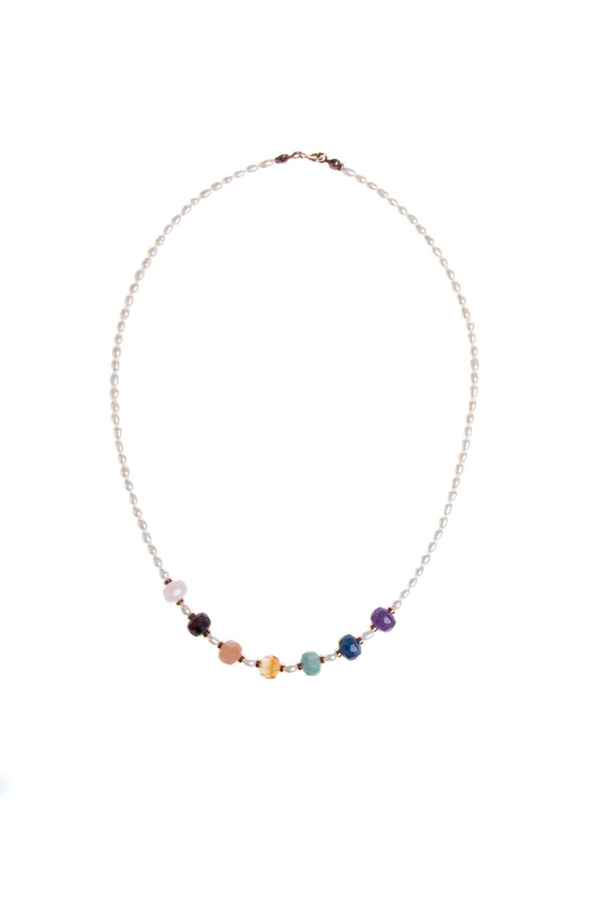 Sertifikalı Pembe Kuvars, Lal, Amazonit, Sitrin, Ametist, Güneş Taşı, Lapis, İnci Doğal Taş Kolye 