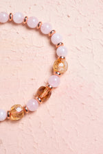 Sertifikalı Pembe Kuvars ,Sitrin Fasetli Doğal Taş Bileklik 