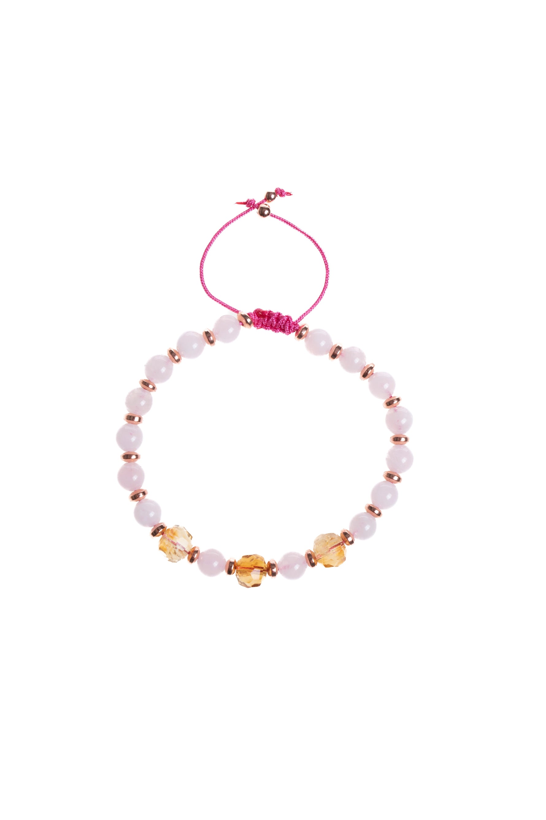 Sertifikalı Pembe Kuvars ,Sitrin Fasetli Doğal Taş Bileklik 