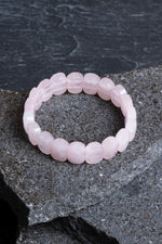 Sertifikalı Pembe Kuvars Geniş Kesim Doğal Taş Bileklik