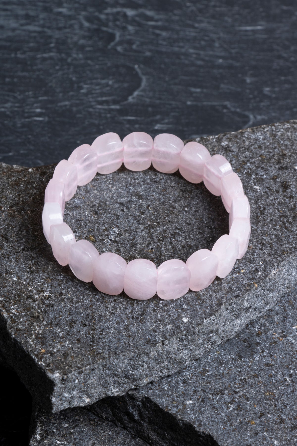 Sertifikalı Pembe Kuvars Geniş Kesim Doğal Taş Bileklik