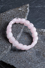 Sertifikalı Pembe Kuvars Geniş Kesim Doğal Taş Bileklik