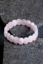 Sertifikalı Pembe Kuvars Geniş Kesim Doğal Taş Bileklik