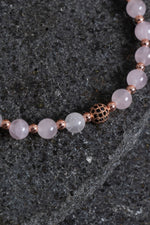 Sertifikalı Pembe Kuvars ve Hematit Doğal Taş Bileklik