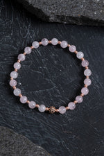 Sertifikalı Pembe Kuvars ve Hematit Doğal Taş Bileklik