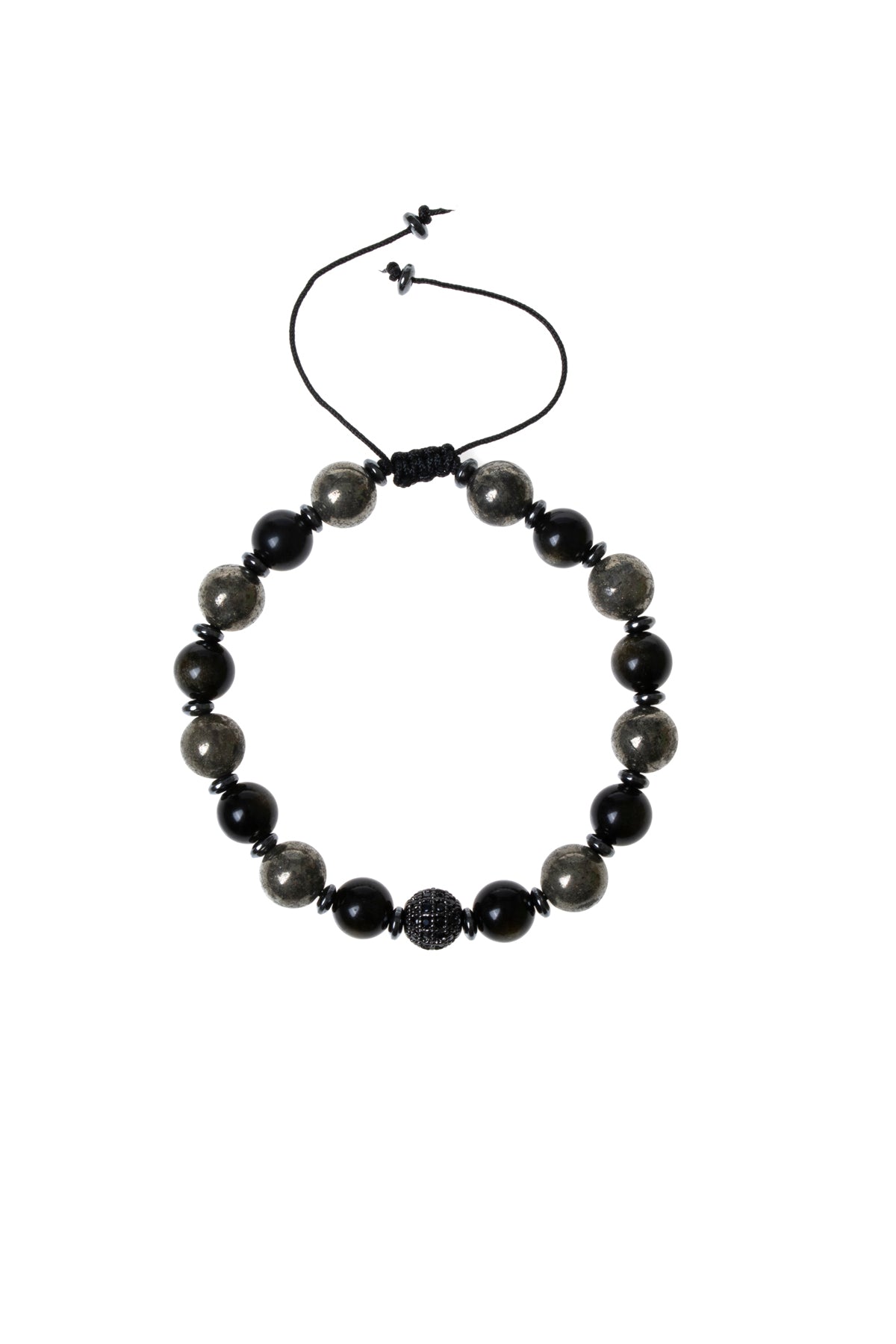 Sertifikalı Prit, Obsidyen Zirkon Aparat  Doğal Taş Makrome Bileklik