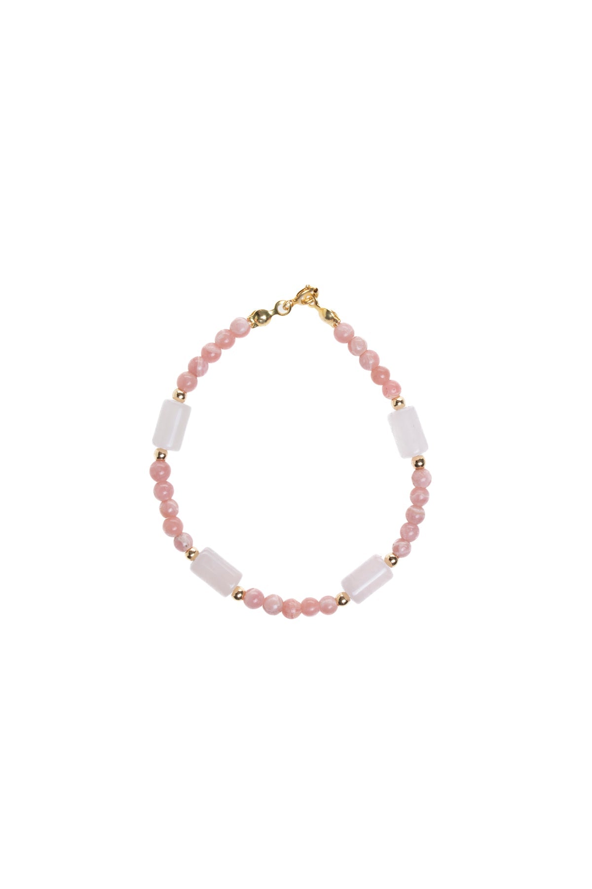 Sertifikalı Rodokrosit, Pembe Kuvars, Hematit Doğal Taş Bileklik 