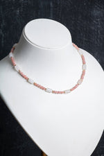 Sertifikalı Rodokrosit, Pembe Kuvars, Hematit Doğal Taş Kolye